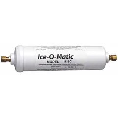 Inline water filter for ice machines and refrigerators. Reduces chlorine odor. Carbon filter media. 0.5 gpm flow rate. 2 1/2 in overall height and diameter.