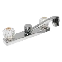 DOMINION FAUCETS Low Arc Kitchen Faucet: Silver, Plastic, Centerset, Deck, 3 Mounting Holes, Chrome (MPN 77-1205)