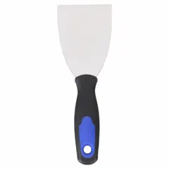 This standard scraper features a carbon steel blade with a tapered shape and flexible design, suitable for scraping, applying, and smoothing putty, filler, or adhesive. The polypropylene/TPR handle provides a comfortable grip. Commonly used in surface preparation, drywall finishing, and general maintenance tasks.