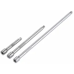 This wobble hand socket extension set features a 1/4 in input and output drive size, constructed from chrome. The wobble design allows access to fasteners in tight or offset positions where a straight extension cannot reach. Suitable for use with 1/4 in drive sockets in automotive repair, machinery maintenance, and general assembly tasks.