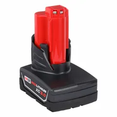This 12V DC, 3 Ah lithium-ion battery pack is designed for use with Milwaukee M12 cordless tools. The two-battery set provides power for light- to medium-duty tasks such as drilling, driving, and fastening. Compatible with all M12 tools and chargers.