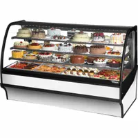 TRUE REFRIGERATION Refrigerated Merchandiser: 49 1/8 in x 77 1/4 in x 39 in, Silver, Curved Glass (MPN TDM-R-77-GE/GE-S-W)
