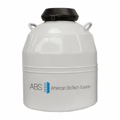 Aluminum cryogenic storage canister with 47.4 L capacity, 20 in overall diameter, and 26 1/2 in overall height. Includes LN2 Measuring Ruler. Used for storing biological samples, vaccines, and laboratory materials at cryogenic temperatures with liquid nitrogen in biobanks, research labs, and medical facilities.