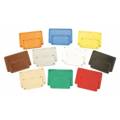 These blank valve tags are made of plastic in a rectangular shape. They are intended for general purpose identification and labeling of valves, pipes, and equipment in industrial facilities to support safety and maintenance procedures.
