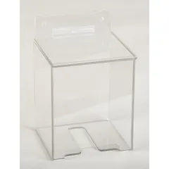 Table-mount dispenser for bulk beard nets, constructed of clear PETG. Single-compartment stack design holds up to 48 beard covers. Hinged top allows one-handed access, suitable for controlled environments requiring hygiene compliance.