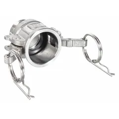 Type B cam and groove coupling for quick-connect hose and pipe connections. 304 stainless steel construction with nitrile gasket. 1-1/2 in coupling size with 1-1/2 in -11-1/2 MNPT thread, overall length 69.5 mm. Suitable for fluid transfer systems requiring corrosion resistance.