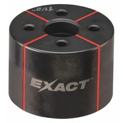 Round knockout die with 1-1/2 in nominal size, designed for cutting clean holes in sheet metal up to 12 ga steel. Constructed of stainless steel. Used with compatible knockout punches and drivers for electrical and industrial installations.