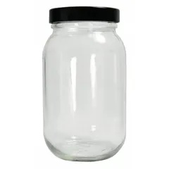 Clear Wide Mouth Round Glass Lab Bottle