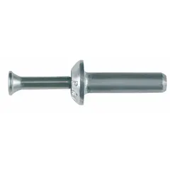 Metal removable screw-drive anchor with mushroom head, made of Zamac alloy with zinc-plated finish. Overall length 1 in. Suitable for fastening fixtures into masonry, concrete, or block. Pack of 100.