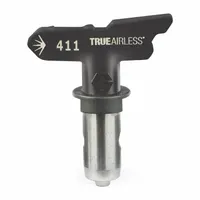 Airless spray gun tip with 0.011 in orifice size for applying paints, lacquers, and other coatings. Black finish. Includes a replacement single seal. Compatible with ProX21 Cart and model 262805