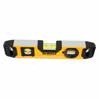 DEWALT Torpedo Level: Level, Plumb & 45° Angle, Torpedo, 9 in Overall Lg, Top & Side Read - Magnetic Torpedo Levels