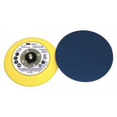 This 3M backing pad supports pressure-sensitive adhesive (PSA) sanding discs for surface preparation, blending, and finishing on metal, wood, and composites. It features a 5/16"-24 threaded-shank tool connection for use with angle grinders or sanders. The medium-density foam provides consistent backing for uniform scratch patterns. Non-vacuum design.