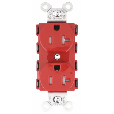 HUBBELL Receptacle: Duplex, 5-20, Red, 125V AC, 20 A, 2 Pole / 3 Wire (MPN SNAP5362RTRA) - General Purpose Receptacles