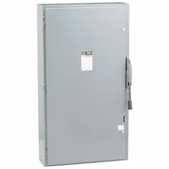 The SQUARE D H325 is a 400 A, three-phase fusible safety switch rated for 240V AC. It features a galvanized steel enclosure designed for indoor use. This switch provides a means to safely disconnect power for maintenance or emergency shutdown in industrial electrical systems.