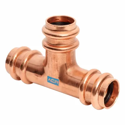 STREAMLINE Crimp Tee Fitting: Tee, Press-fit x Press-fit x Press-fit x Press-fit - Refrigeration Copper & Bronze Press Tube Fittings