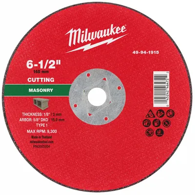 MILWAUKEE 49-94-1915 Type 1 Cut-Off Wheel - Cut-Off Wheels for Concrete & Masonry
