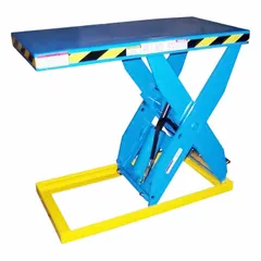 This fixed-top electric lift table from BALLYMORE has a 3,300 lb load capacity and a maximum lifting height of 43 1/4 inches. It operates on 115V AC power and uses a hydraulic lifting mechanism. Commonly used in industrial and warehouse settings for ergonomic positioning of materials during assembly, packaging, or loading operations.