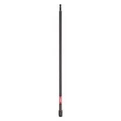 This extended-reach bit holder is impact rated for use with impact drivers. It accepts 1/4 in hex shank bits and features a magnetic tip for secure bit retention. Suitable for driving fasteners in confined or deep access areas.