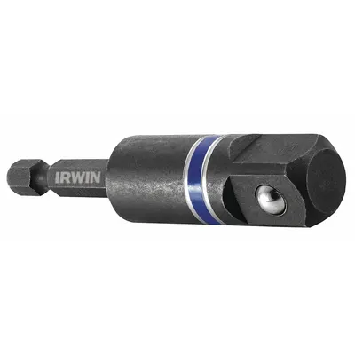 IRWIN Socket Adapter: 1/4 in Input Drive Size, Black Oxide, 1/2 in Output Drive Size - 1/4" Male Hex Drive Impact Socket Adapters