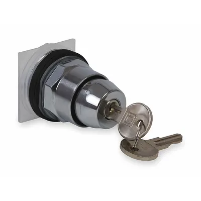 SCHNEIDER Keyed Selector Switch: 3 Position, 30 mm Panel Mounting Size - Panel-Mounted Key Switches without Contacts