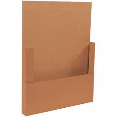 Corrugated cardboard mailer with easy-fold closure for secure shipping and storage of flat or lightweight items. Single-wall construction with ECT-32-B board test. Inside dimensions: 24 in length, 18 in width, 2 in height. Kraft color. 50-pack.