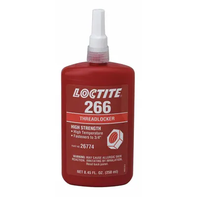 LOCTITE High-Strength Threadlocker: 266, Red, High-Temp Resistant, 8.45 fl oz, Bottle - High-Strength Threadlockers (Red)