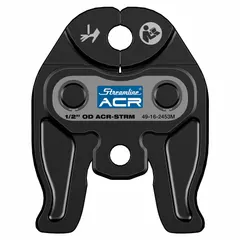 Forged steel press jaw designed for use with ACR Press compact tool types. Accommodates 1/2 in copper pipe for pressing applications in air conditioning and refrigeration systems.