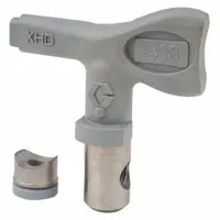 This GRACO airless spray gun tip has a 0.013 in orifice size and is colored gray. It is designed for use with the XHF series and is compatible with model XHD001. Typical applications include applying paints, lacquers, and other coatings in industrial finishing, construction, and maintenance tasks