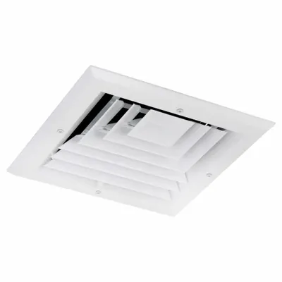 OEM Diffuser: Ceiling/Wall, 11 in H, 11 in W, Surface Mount, 8 in Duct, Aluminum - Square Louvered Diffusers