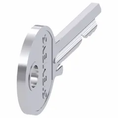 Replacement key with key code SSG10 for Siemens 3SU series key release operators. Used in industrial control panels where key-operated access or emergency stop release is required. This is a replacement key only, not a complete operator unit.