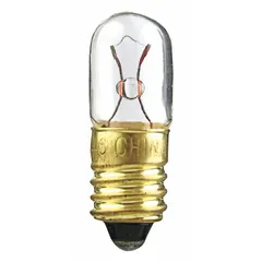 Miniature Screw Base (E10) T3-1/4 Tubular Incandescent Lamp, 28V AC, White, Trade Number 1821