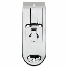 Razor scraper with a carbon steel blade and steel handle. Features a stiff, straight blade shape for scraping tasks. Suitable for removing paint, adhesive, gaskets, and other residues from flat surfaces in industrial maintenance and construction.
