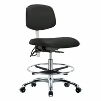 ESD/Cleanroom Task Chair: Vinyl, Armless, Ht Range 21 1/2 in to 29 in, 19 in Seat Wd, 18 in Seat Dp (MPN BR-NECR-MBCH-CR-T0-A0-CF-EC-ESDBLK)