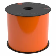 Continuous label roll for use with LabelTac 4 printers. Constructed of orange gloss vinyl rated for indoor and outdoor applications. Measures 4 inches wide by 150 feet long. Suitable for creating durable labels for pipe marking, safety signage, and equipment identification in industrial environments.