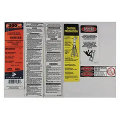 This label kit is designed for use with Louisville Ladder equipment, specifically for model FP1504. It provides replacement safety and identification labels to maintain legibility and compliance. The kit is a direct fit for the specified ladder model.
