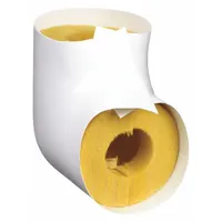 This fiberglass, slit 90° elbow insulation is designed for insulating pipe elbows in HVAC, plumbing, and industrial piping systems. With 1 in thickness and 2 in inside diameter, it reduces heat loss, prevents condensation, and provides personnel protection on hot or cold pipes