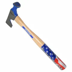 Hammer hatchet with a 12 oz steel head and polished steel blade featuring a 1 3/4 in cutting edge. The wood handle provides a secure grip. Suitable for cutting and trimming drywall, driving nails, and general framing tasks. Meets or exceeds ASME and ANSI standards.