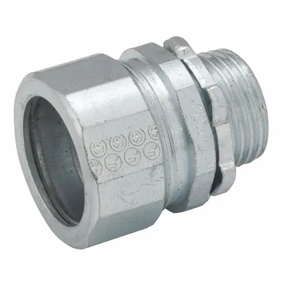 RACO Compression Connector for RMC/IMC Conduit: Iron/Steel, 1/2 in Trade Size - Connectors for Heavy-Wall RMC & Medium-Wall IMC Metal Conduit