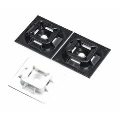 Adhesive mount base for securing miniature and intermediate cable ties to flat surfaces. Features a 0.17 in slot width and 0.06 in slot height. White, 0.75 in length and width, 0.18 in height. Sold in a 500-piece pack.