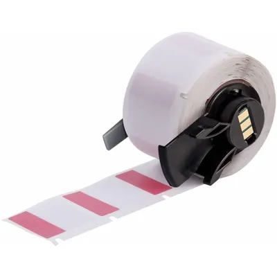 BRADY Wraparound Label: 1 in x 1 in, 1 in, Vinyl, Red (Matte) - Brady Precut Label Rolls