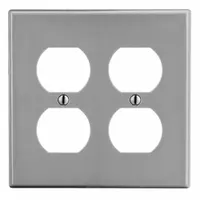 HUBBELL Wall Plate: Duplex Outlet, 2 Gang, Gray, Std Size (MPN P82GY)