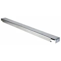 Steel crossbar with galvanized finish for pallet rack systems. Measures 3 in x 42 in x 1 5/8 in. Provides horizontal support and lateral stability, securing wire decking or other load-bearing surfaces in industrial storage applications.