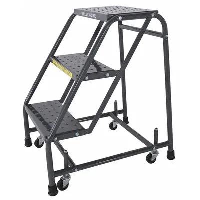 BALLYMORE Step Stool: 2.4 ft Overall Ht, 450 lb Load Cap, 3 Steps, Steel - Rolling Step Stools