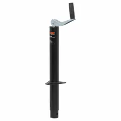 This CURT trailer jack is a topwind A-frame model with a maximum lift height of 24 inches and a static load capacity of 2,000 lb. Designed for A-frame mounting, it is used for lifting and supporting the front of compatible trailers during coupling, uncoupling, or storage.