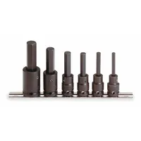 PROTO Impact Socket Bit Set: Metric, 1/2 in Drive Size, 6 Pieces, Fixed Insert, Hex Tip (MPN J74252)