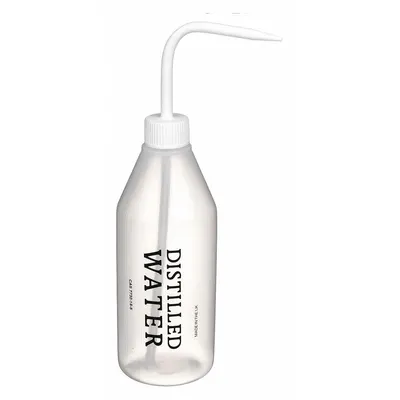 DYNALON Wash Bottle: 500 mL, Distilled Water, White, Narrow, Std Spout Spout - Narrow Mouthed Standard Spout Wash Bottles