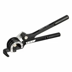 This lever-style bender accommodates tubing outside diameters of 1/4 in, 5/16 in, and 3/8 in, with a maximum capacity of 1 in. Constructed from stainless steel, it is suitable for forming precise bends in HVAC, refrigeration, and instrumentation tubing.