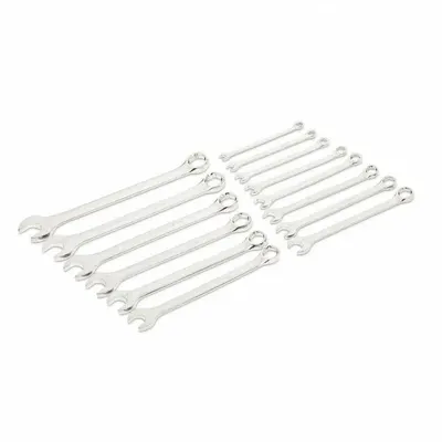 GEARWRENCH Combination Wrench Set: Alloy Steel, Full Polish Chrome, 14 Tools - Metric 6-Point Combination Wrench Sets