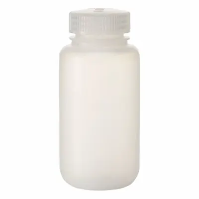 NALGENE Laboratory Bottle: PPCO, 250 mL, 8 fl oz, Closure Included, Natural, 43 mm - PPCO Wide Mouth Round Lab Bottles