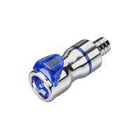Quick Connection Coupling: Straight, 1/2 in ID Size, Cool Blue, Barbed/Quick Disconnect, Brass (MPN LQ6D17008BLU)